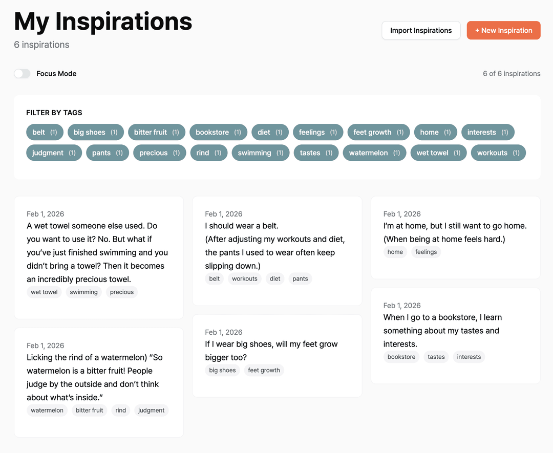 Capture and find inspirations